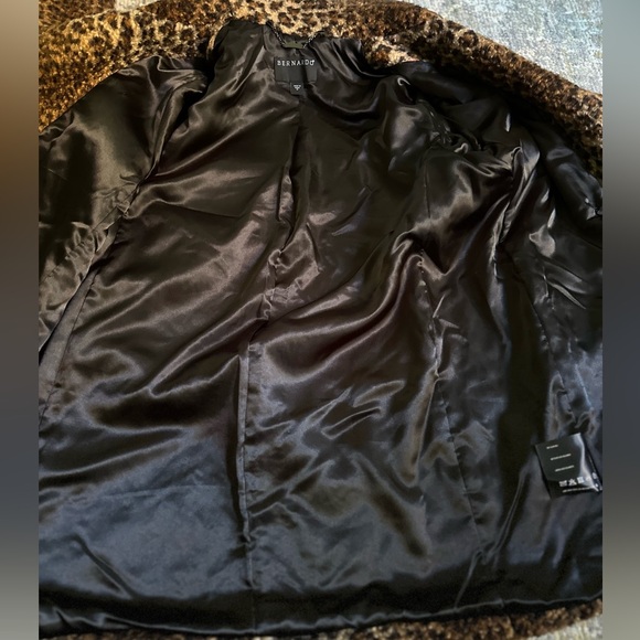 Bernardo Leopard Print Sherpa Pea Coat Size Medium Faux Fur Cozy - Picture 7 of 9